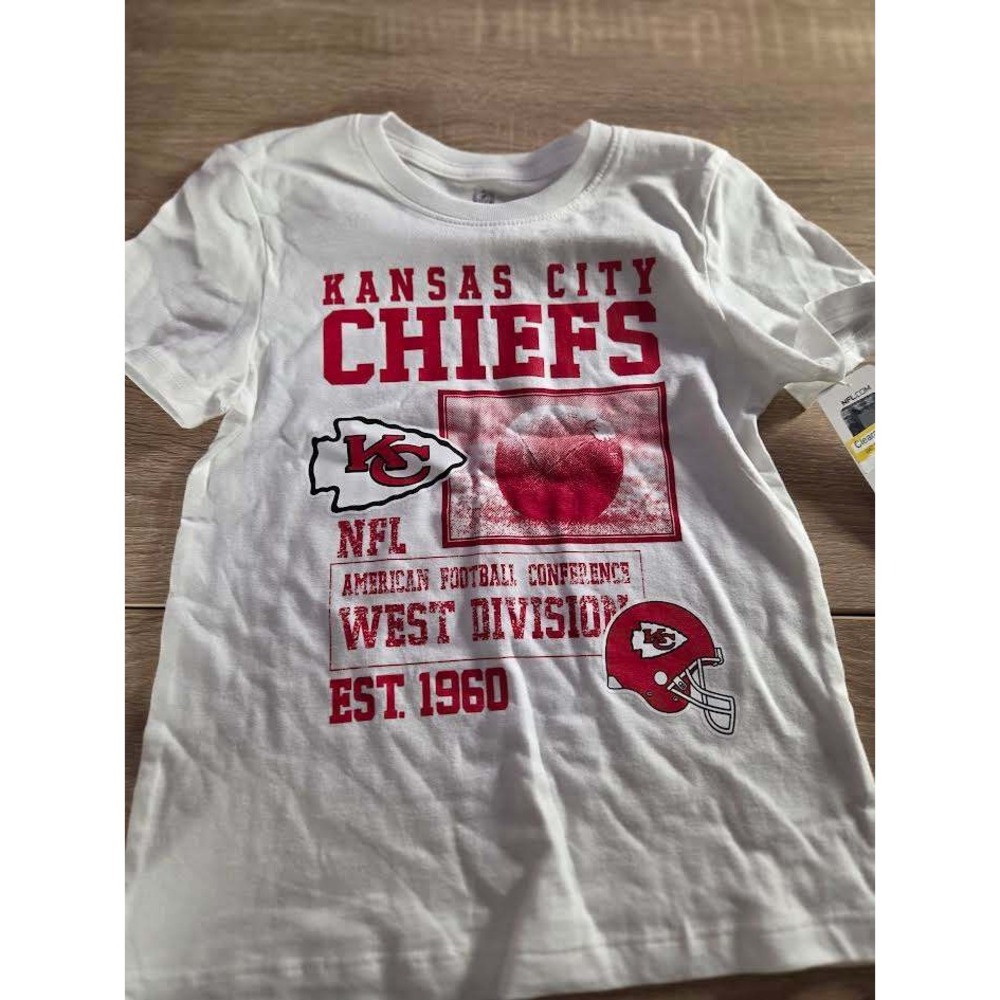 NFL Kansas City Chiefs Girls White Graphic T-Shirt Size S 6/6X New With Tags